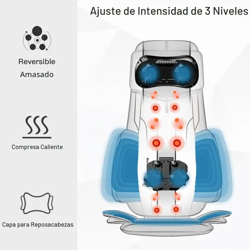 Vista 5 de CLORIS - Masajeador de cuello y espalda con calor, almohadilla para silla Reposacabezas ajustable automático, compresión y rodamiento Shiatsu 3D