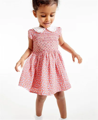 Vista 2 de HOMAGIC2WE Vestido de manga corta para niñas pequeñas, casual, de algodón, básico, túnica