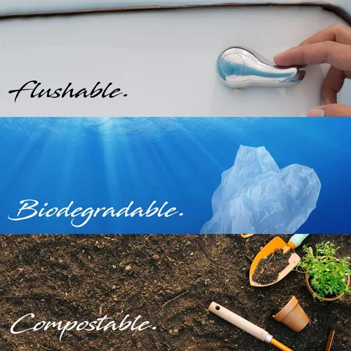 Vista 2 de Flush 'n Gone Poop Bag – 4 rollos (40 bolsas) – Bolsas biodegradables, compostables y desechables para excrementos para un mejor ambiente