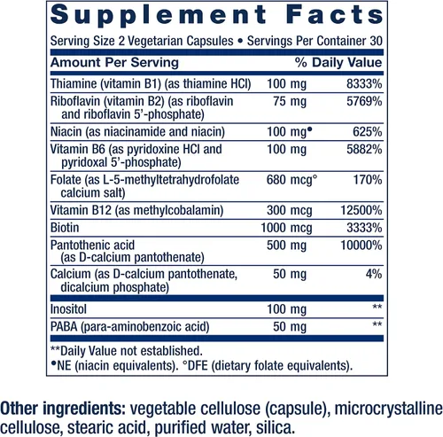 Vista 3 de Cápsulas con complejo B completo bioactivo, 60 cápsulas en dos frascos, de Life Extension, 01945, 60, 1, 1