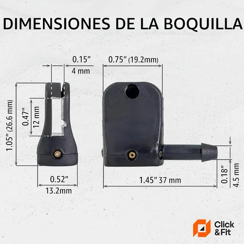 Vista 4 de Boquillas ajustables de 3 vías para reemplazo del limpiaparabrisas para Peterbilt, Dodge Sprinter, Ford Transit, Freightliner, VW Crafter