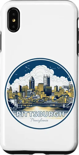 Vista 7 de Carcasa de acero para iPhone 14 Pittsburgh Downtown High Rise Building City Skyline