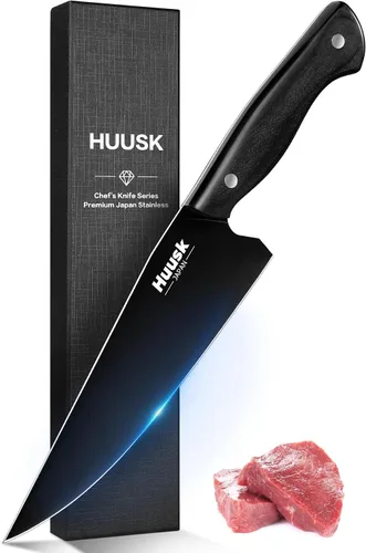 Vista 8 de Cuchillo de pan dentado Huusk de 8", cuchillo de pan de masa madre inoxidable con mango y funda de resina para cortar pan casero, cuchillos de pan