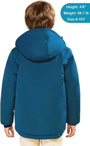 Vista 2 de SOLOCOTE Abrigos para niños, chaqueta de invierno cálida, gruesa, pesada, resistente, larga, resistente al viento, con capucha, Nieve