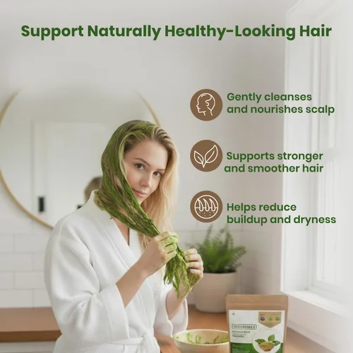 Vista 3 de FOODHERBS Polvo de hoja de hibisco 200 gm/0.44 libras Acondicionador natural para el cabello y promotor del crecimiento Previene