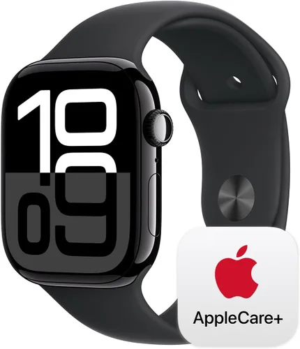 Vista 21 de Apple Watch Series 10 [GPS 42 mm] Smartwatch con caja de aluminio negro brillante y correa deportiva negra - M/L. Rastreador de fitness, aplicación