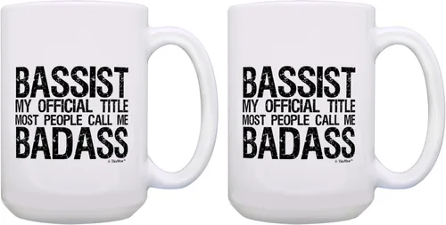 Vista 10 de ThisWear Taza de café con diseño de bajo y guitarra, para músico, título oficial, color blanco