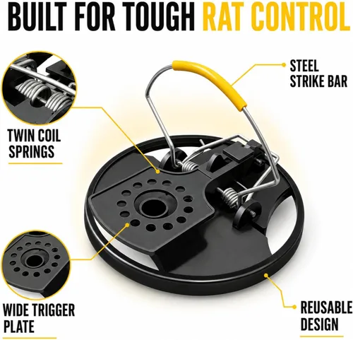 Vista 6 de Rat Traps Outdoor 2 Pack, Large Metal Mouse Trap, Fast Kill