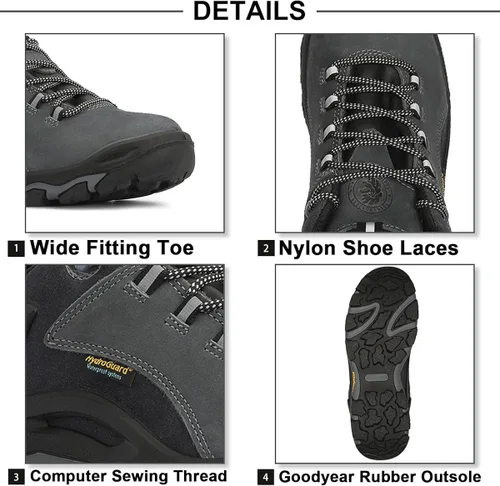 Vista 4 de ROCKROOSTER Farland - Zapatos de senderismo impermeables para hombres, zapatos de senderismo antideslizantes de 4 pulgadas, antifatiga, cómodos