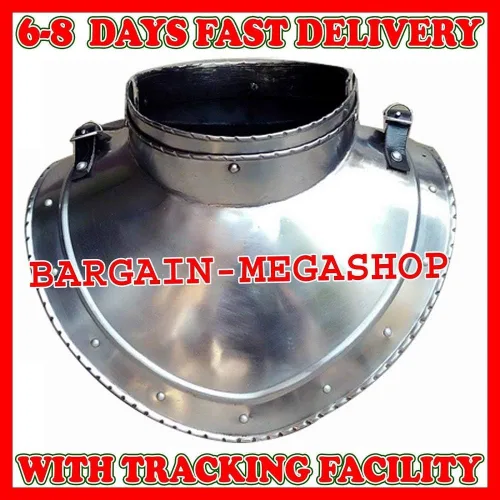 Vista 2 de Epic Iron Gorget Set 18 Gauge Medieval Neck Plate Armour Knight Gótico Armor Plata