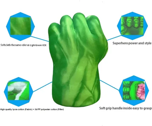 Vista 3 de FEIDAR Incredible HOK Superheros Gauntlet Smash Hands Fists Big Soft Plush Gloves Pair Costume Light Green Special Edition