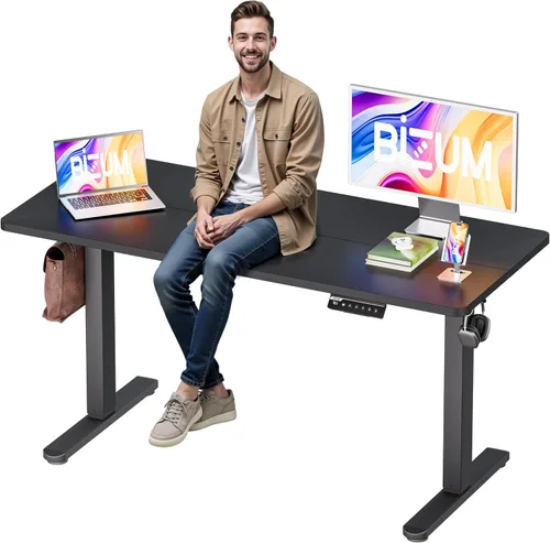 Vista 19 de BIZUM - Escritorio de pie eléctrico de 40x24 pulgadas con ajuste de altura y configuraciones de memoria, escritorio ergonómico para sentarse o estar