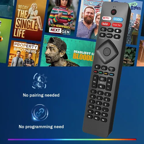 Vista 3 de Paquete de 2: repuesto para control remoto Philips Smart TV, compatible con televisores inteligentes Android Philips-4K UHD