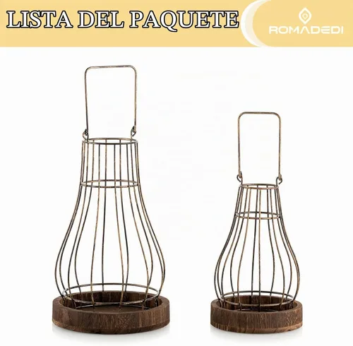 Vista 6 de Romadedi Faroles Decorativos de Granja para el Hogar - Portavelas Rústicos Decorativos para Velas, para la Sala de Estar, Cocina, Comedor, Mesa
