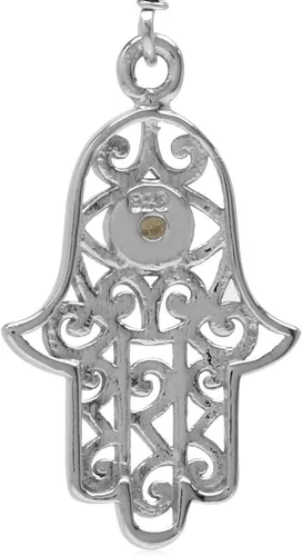Vista 4 de Silvershake Aretes de plata de ley 925 con diseño de mal de ojo en Hamsa, joyería con símbolo protector para mujer