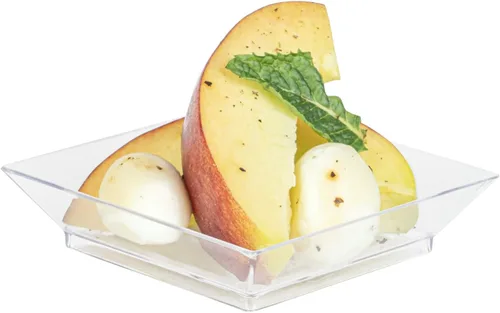 Vista 9 de Restaurantware Mini platos de degustación de 2.5 x 2.5 pulgadas, 20 platos cuadrados desechables de plástico, platos de plástico transparente