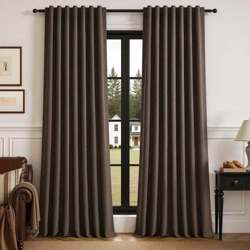 Vista 37 de Cortinas opacas de lino de 96 pulgadas para dormitorio, 2 paneles, verde Verde Olivegreen