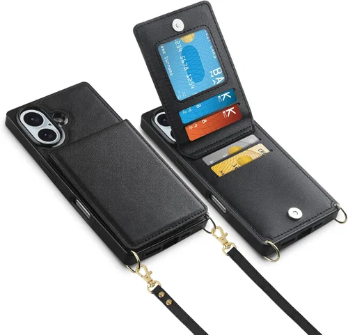 Vista 34 de Vofolen - Funda tipo cartera para iPhone 11 con tarjetero y bloqueo RFID, color negro Crossbody Adjustable Strap Purse Magnetic Clasp Heavy Duty