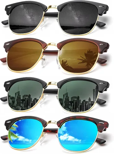 Vista 23 de KALIYADI - Gafas de sol polarizadas para hombres y mujeres unisex, marco semirretráctil, estilo retro, para conducir, con bloqueo UV