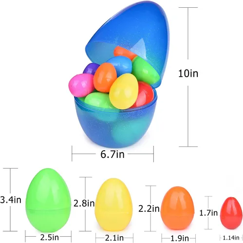Vista 5 de 25 piezas de huevos de Pascua rellenos con bloques de construcción de dinosaurios juguetes para cestas de Pascua, recuerdos de fiesta temática