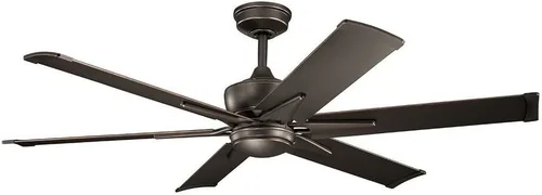 Vista 5 de KICHLER 300300SBK Ventilador de techo con 6 aspas negras satinadas con luz de 31 vatios, negro satinado Ventilador de motor DC con luz LED