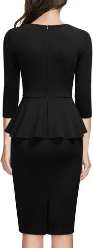 Vista 2 de Miusol - Vestido de mujer estilo retro con cuello cuadrado y volantes