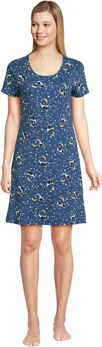 Vista 3 de Lands' End Camisón de algodón de manga corta hasta la rodilla para mujer