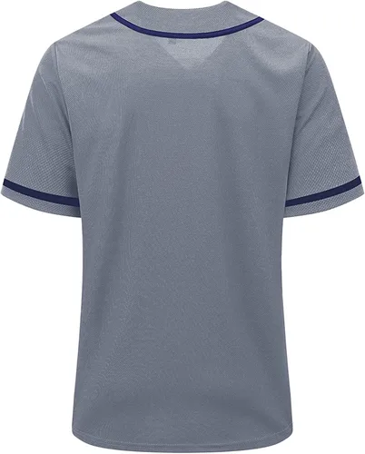 Vista 3 de Camiseta de béisbol para hombres y mujeres, uniformes deportivos hipster hip hop, camisas de manga corta para camisa personalizada con botones