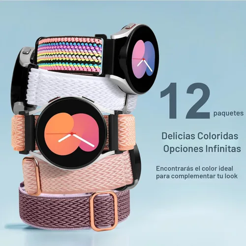 Vista 4 de Easuny Pack de 12 bandas elásticas compatibles con Samsung Galaxy Watch 7 6 5 4 FE de 40 mm, 44 mm, Galaxy 5 Pro de 45 mm, 6 Classic de 47 mm, 43