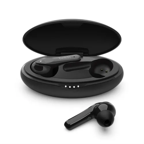 Vista 7 de [Usado] Belkin SOUNDFORM Move - Auriculares inalámbricos Bluetooth con controles táctiles, certificación IPX5, resistentes al sudor y al agua