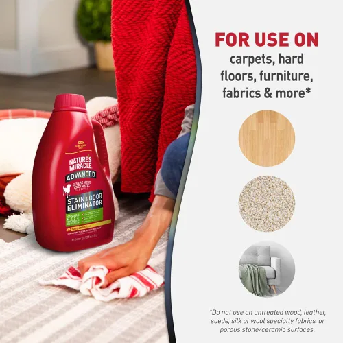 Vista 7 de Nature's Miracle Eliminador Avanzado de Manchas y Olores, Aroma a Limón Soleado, Fórmula Enzimática para Desórdenes Severos para Desastres Difíciles