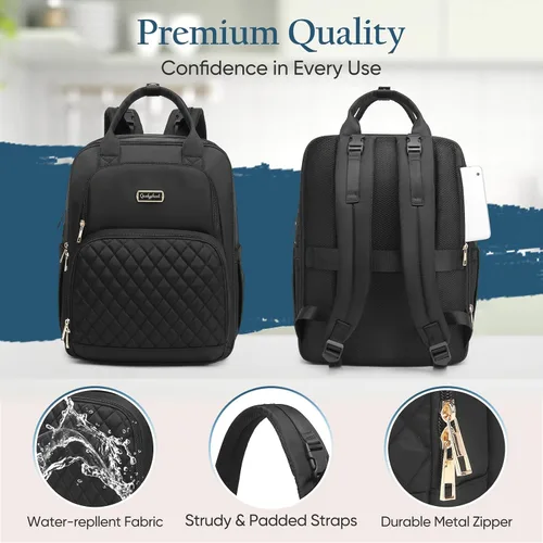Vista 8 de Mochila para pañales Qualyphant - Bolsa de pañales extra grande para 2 niños gemelos (expandible 30-38L) - Mochila de viaje para bebé con cambiador