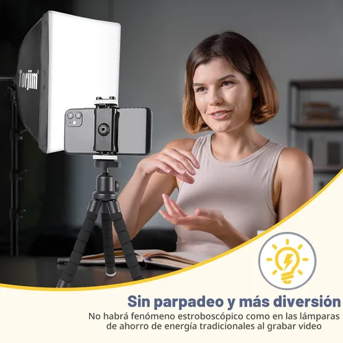 Vista 5 de Torjim Softbox - Kit de iluminación para fotografía Luces LED de estudio de 16 x 16 pulgadas y 85 W