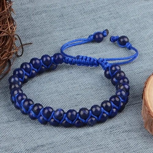 Vista 2 de MASSIVE BEADS Pulsera de macramé con cristales naturales para curación de chakras, cuentas de piedra de doble capa, piedras preciosas