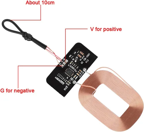 Vista 6 de Módulo receptor de carga inalámbrica, transmisor de bricolaje certificado Qi con protección de seguridad, compatible con todos los teléfonos Qi
