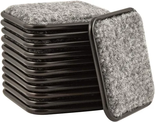 Vista 8 de softtouch Copas cuadradas para ruedas de muebles de 1 3/4 pulgadas con fondo alfombrado, protegen pisos de madera dura, marrón/gris (paquete de 12)