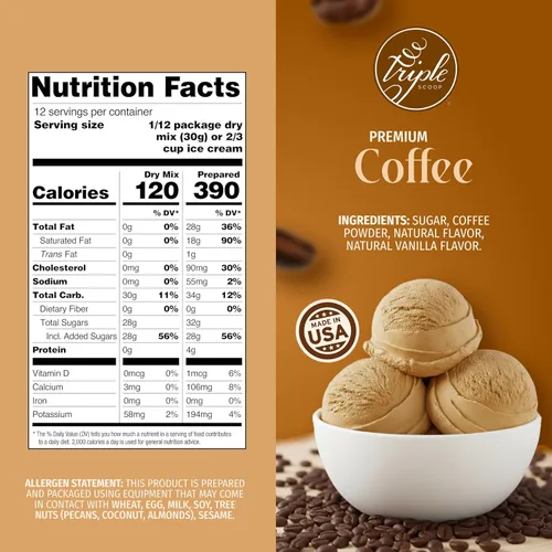 Vista 2 de Triple Scoop Mezcla de helado de café, gourmet, lista en 5 minutos, 1