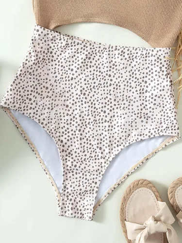 Vista 3 de Floerns Traje de baño de una pieza para mujer, de cintura alta, recortado, monokini