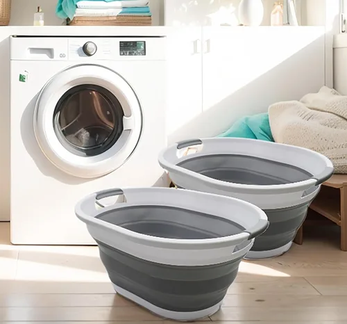 Vista 12 de SAMMART Cesta de lavandería de plástico plegable de 32L (8.4 galones) - Contenedor/organizador de almacenamiento plegable - Tina de lavado portátil