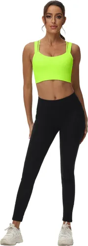 Vista 5 de Attifall Sujetador deportivo con tirantes y copa CD, espalda cruzada, para yoga, entrenamiento, correr, gimnasio, deportes