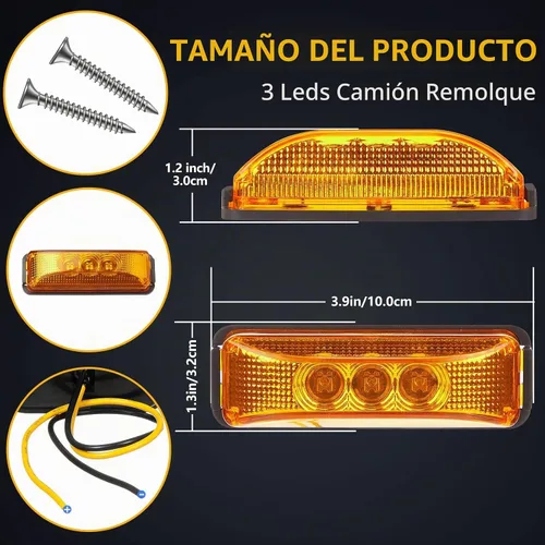 Vista 2 de Yahenda 20 Piezas Luces Marcadoras LED para Remolque de 3.9 Pulgadas con 3 LED, Luces Marcadoras Laterales Impermeables Rectangulares para Camión RV