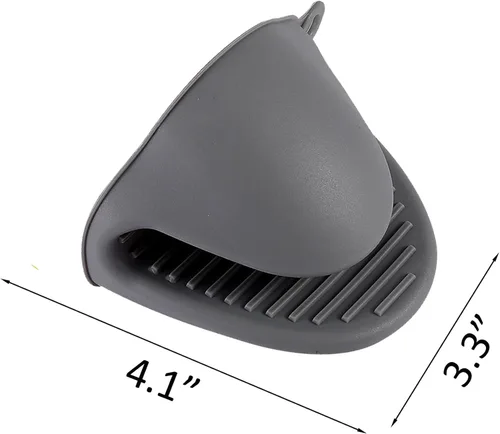 Vista 6 de 2 pares de guantes de horno de silicona resistentes al calor, ideales para sujetar elementos de cocina (negro y gris) Manoplas de silicona