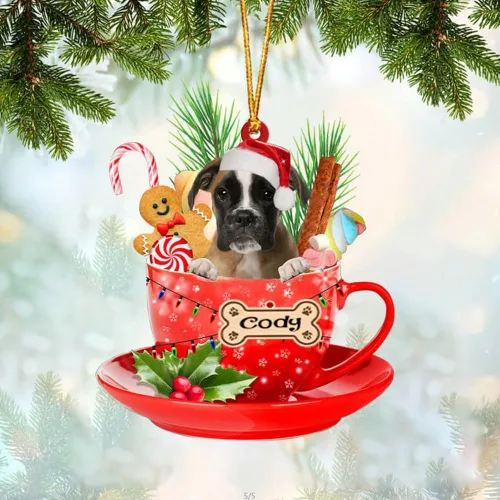 Vista 79 de NAZENTI Adorno personalizado de Alaskan Malamute en taza roja, adorno de Navidad personalizado para perros amantes de las mascotas, colgante