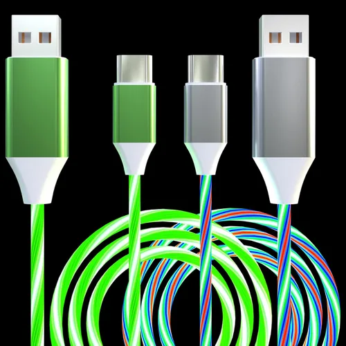 Vista 14 de Paquete de 2 cables de carga LED USB C, cable de carga tipo C, cargador USB C rápido compatible con Samsung Galaxy S21 S20 S10 S9 S8 Note 20, LG V30