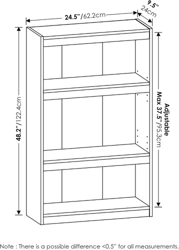 Vista 3 de Furinno Jaya Enhanced Home Estantería ajustable de 3 niveles, pino ámbar