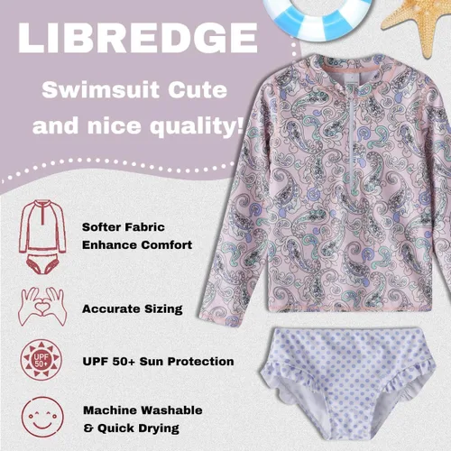 Vista 4 de Conjunto de 2 piezas de traje de baño para niñas, protección solar UPF 50+