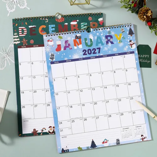 Vista 2 de Calendario 2026-2027 – Calendario de pared 2026-2027, julio 2026 – diciembre 2027, calendario de pared de 18 meses, 11.4 x 14.6 pulgadas, lazo