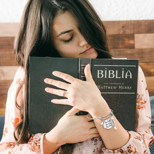Vista 5 de Memgift - Brazalete inspirador para mujer cristiana, joyería, con citas bíblicas grabadas, extensible