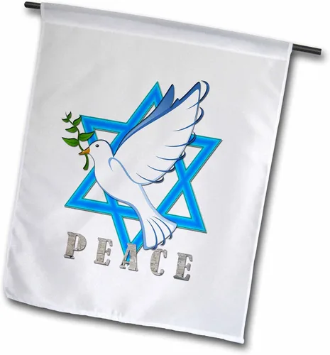 Vista 2 de 3dRose Paz. Estrella de David. Love Israel. - Bandera de jardín, 12 x 18 pulgadas