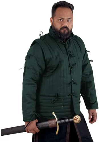 Vista 2 de THE MEDIEVALS Gambeson Abrigo acolchado grueso Aketon Chaqueta Armor, vestido de tela de algodón SCA